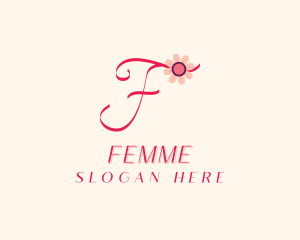 Pink Flower Letter F logo design