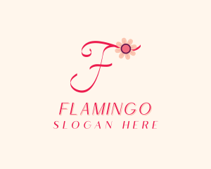 Pink Flower Letter F logo design