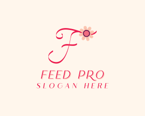 Pink Flower Letter F logo design