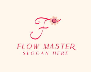 Pink Flower Letter F logo design