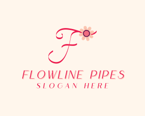 Pink Flower Letter F logo design