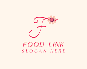 Pink Flower Letter F logo design