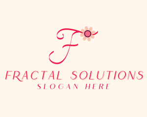 Pink Flower Letter F logo design