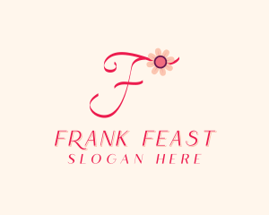 Pink Flower Letter F logo design