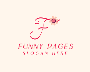 Pink Flower Letter F logo design