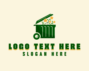 Recycling Bin - Flower Garbage Disposal logo design