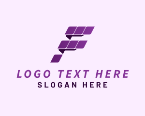 Pixel Digital Letter F Logo