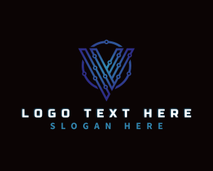 Link - Technology Security Letter V logo design