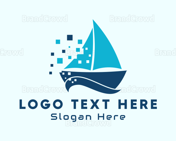 Pixel Nautical Sailboat Logo