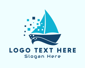 Fishing - Pixel Nautical Sailboat logo design