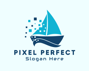 Pixel Nautical Sailboat  logo design