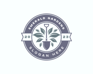 Leaf Shovel Garden Landscaping logo design