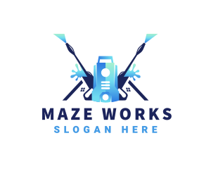 Pressure Washer Equipment Cleaning logo design