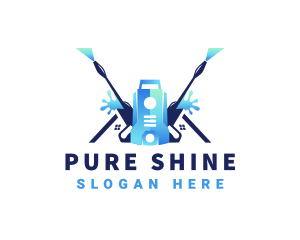 Clean - Pressure Washer Equipment Cleaning logo design