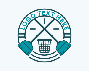 Sanitize - Housekeeping Cleaning Broom logo design