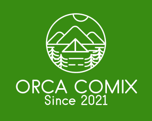 White - Outdoor Mountain Camp logo design