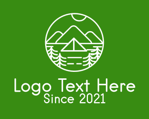 White - Outdoor Mountain Camp logo design