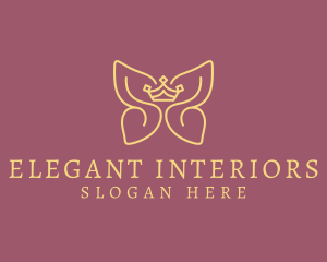 Elegant Crown Butterfly Wings logo design