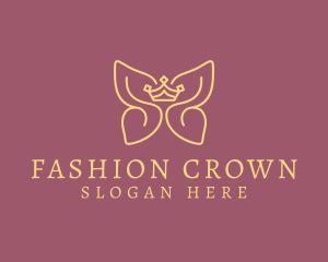 Elegant Crown Butterfly Wings logo design