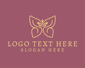 Insect - Elegant Crown Butterfly Wings logo design