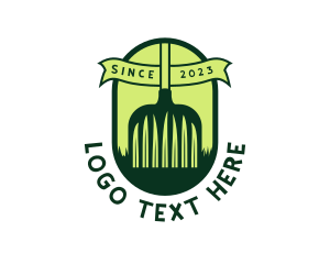 Lawn Care - Rake Grass Backyard logo design