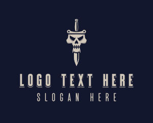 Mercenary - Knife Skull Weapon logo design