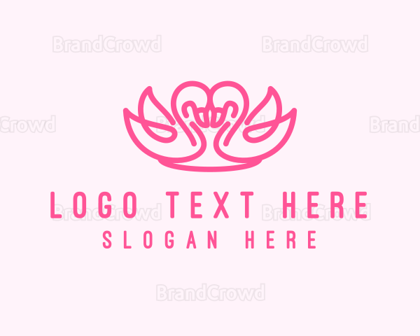 Pink Minimalist Romantic Swan Logo