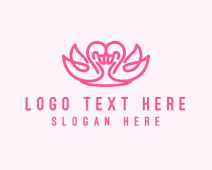 Engagement - Pink Minimalist Romantic Swan logo design