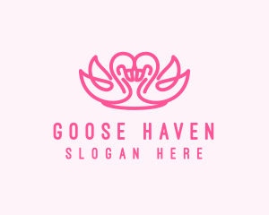 Pink Minimalist Romantic Swan  logo design