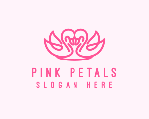 Pink Minimalist Romantic Swan  logo design