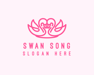 Pink Minimalist Romantic Swan  logo design