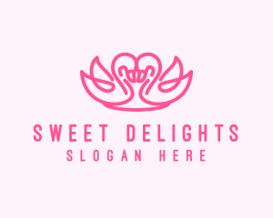 Pink Minimalist Romantic Swan  logo design