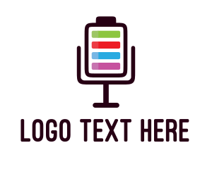 Loading - Colorful Battery Mic logo design