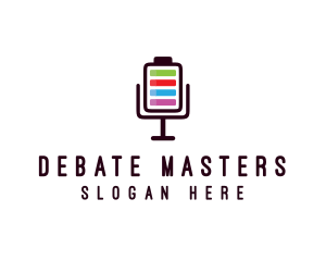 Debate - Colorful Battery Mic logo design