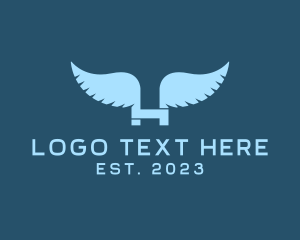 Heaven - Angelic Wings Letter H logo design