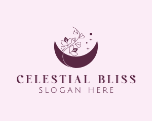 Flower Crescent Moon logo design