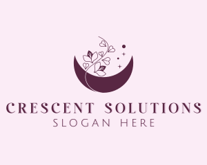 Crescent - Flower Crescent Moon logo design