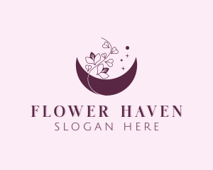 Flower Crescent Moon logo design