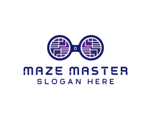 Binoculars Maze Tech  logo design