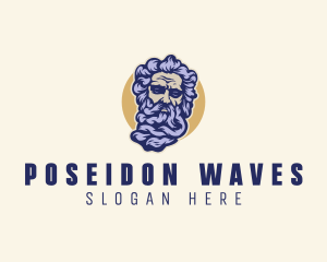 Poseidon - Poseidon Head Sculpture logo design