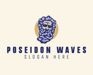 Poseidon Head Sculpture logo design