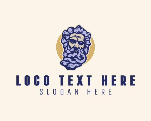 Curator - Poseidon Head Sculpture logo design