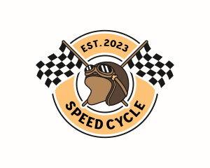 Motorcycle - Motorcycle Helmet Flag logo design