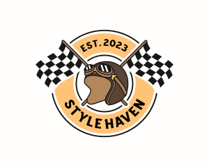 Race - Motorcycle Helmet Flag logo design