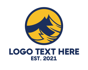 Rock Climber - Yellow Blue Mountain Badge logo design