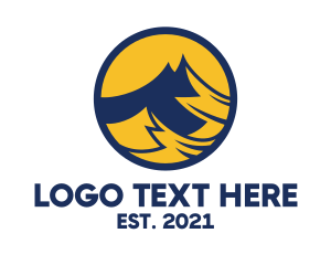 Trip - Yellow Blue Mountain Badge logo design