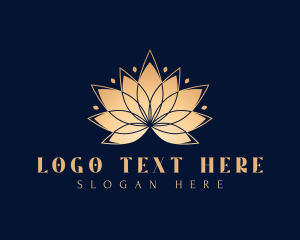 Meditation - Gold Lotus Flower logo design