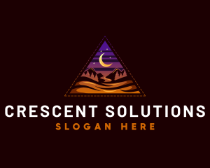 Mountain Crescent Moon logo design