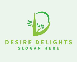 Green Branch Letter D logo design