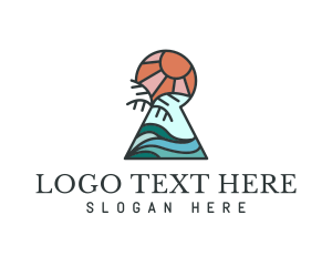 Vacation - Tropical Vacation Keyhole logo design